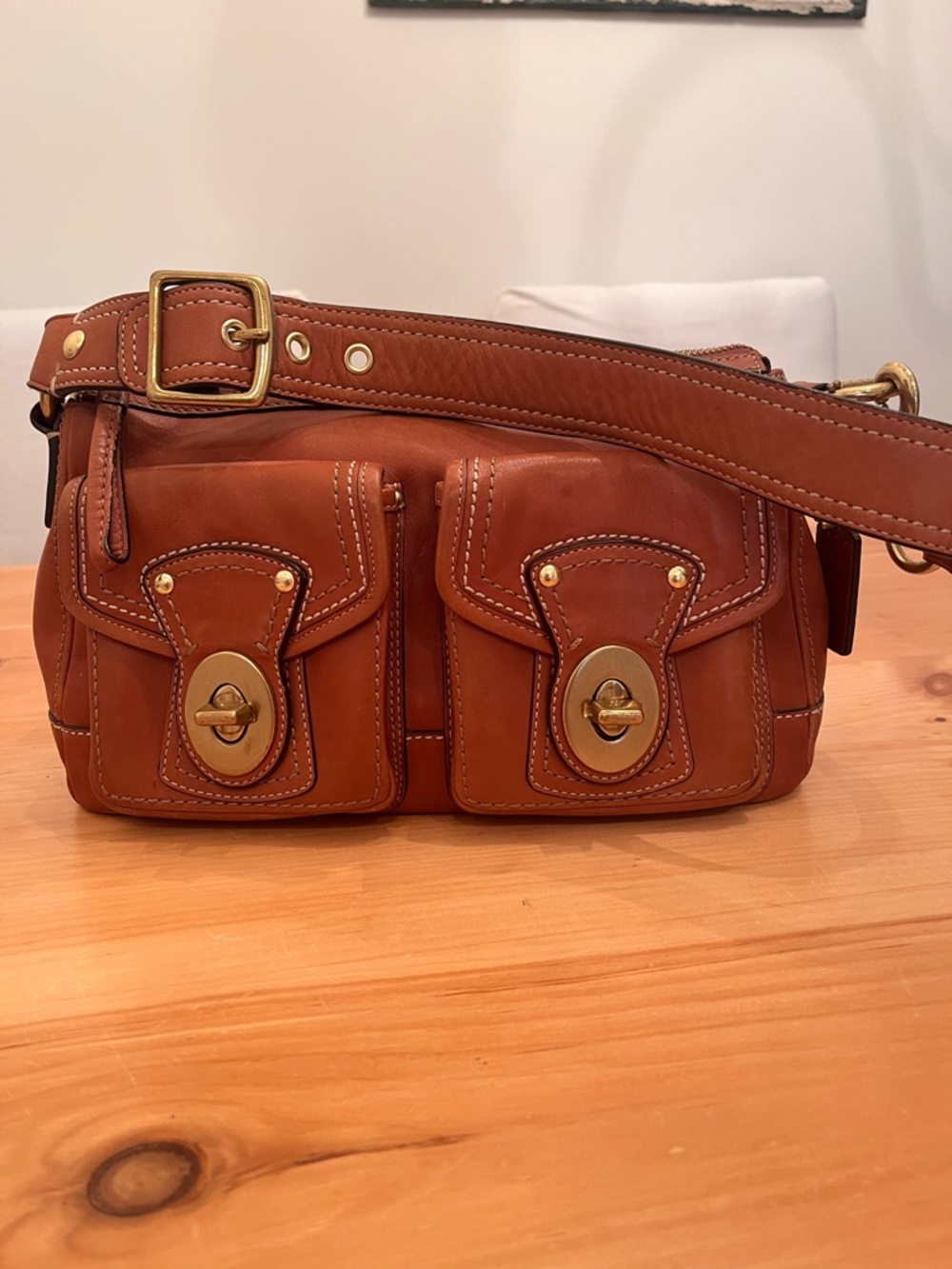 COACH Signature Y2K Legacy Bag 65th Anniversary Dbl Turnlock Butterscotch 12868